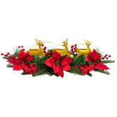 Lnymura front view centerpiece showing golden reindeer and berries for instant holiday drama