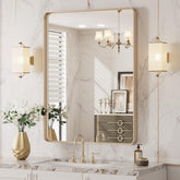 LOAAO front view of 20x30 gold mirror with clear reflection benefit