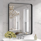 LOAAO black metal framed mirror front view showing sleek modern style and accurate reflection