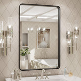 LOAAO mirror front view showing clean black frame and clear reflection for modern bathrooms