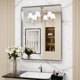 LOAAO front view of 22x30 mirror showing clean brushed nickel frame and modern styling