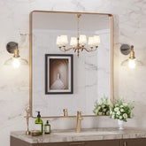 LOAAO front view of 30x36 gold mirror showing clean reflection and style