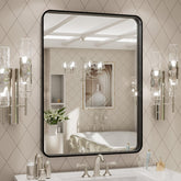 LOAAO front view of black metal framed mirror showing modern look and clarity