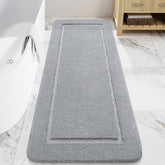 LOCHAS front view of grey 24x60 bath mat showing plush surface and neutral color benefits