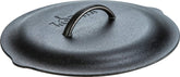Lodge 12-inch lid front view showing solid handle and tight fit benefit