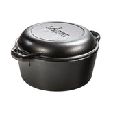 Lodge double Dutch oven front view showing sturdy design and versatility
