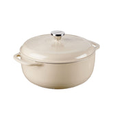 Lodge Dutch Oven front view showing sandalwood enamel and serving-ready look