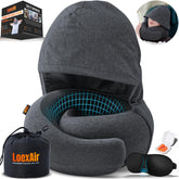 LOEXAIR front view showing hooded pillow for privacy and comfort