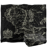 LOGOVISION front view blanket showing Map of Middle Earth and cozy décor benefit