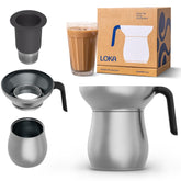 Loka chai maker front view showing teapot form and sturdy base for even heat