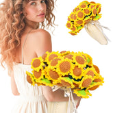 LOKOZ front view of sunflower crochet blanket shows cheerful color and gift-ready look