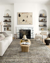 Loloi Layla front view showing antique moss tones and elegant design benefits room style