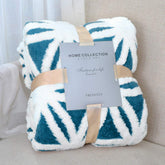 LOMAO teal throw front view showing neat fold and color contrast for decor