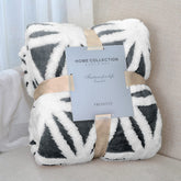 LOMAO blanket front view showing dark grey reversible design and neat edges for stylish warmth