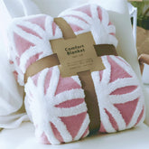 LOMAO blanket front view showing pink fleece and smooth texture for cozy comfort