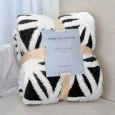 LOMAO blanket folded front view showing neat edges and elegant black finish for stylish comfort