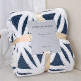 LOMAO front view navy throw showing elegant finish and cozy comfort