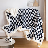 LOMAO front view of checkered throw showing pattern and elegant finish