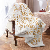 LOMAO blanket front view showing yellow color and neat edges, adds warmth