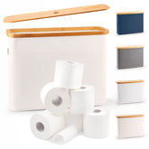 LONBET front view showing bamboo lid and beige waterproof basket for organized storage