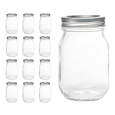 Lonriva front view of 12-piece 16oz mason jars showing full set and lids for easy storage