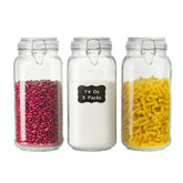 LOOIOOJ front view of three 78oz glass jars showing airtight lids and clear design for organized storage