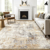 LOONGRUG front view showing modern neutral pattern and room anchoring benefit