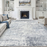 LOONGRUG front view of 8x10 blue rug highlighting clean modern design and easy styling