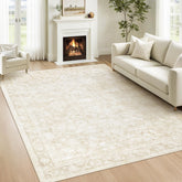 losbulake front view of 5x7 beige rug showing vintage floral warmth and style