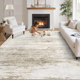 losbulake front view 5x7 rug showing neutral beige and abstract design benefits cozy decor