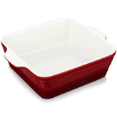 LOVECASA front view red baking pan showing shape and oven-ready look