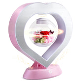 LoveLin front view of levitating heart lamp showcasing floating rose and soft glow