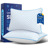 LOVELYREST front packaging of king pillows showing two-pack convenience and quick expansion