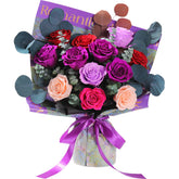 lovenfold front view of preserved 12-rose bouquet showing elegant arrangement and instant gift readiness