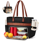 LOVEVOOK front profile tote showing laptop and lunch convenience