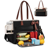 LOVEVOOK front view showing quilted tote and bow pendant, professional look