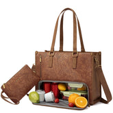 LOVEVOOK front view showing quilted tote and organized compartments for work