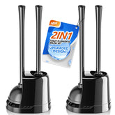 LOVLOY front view of two-piece plunger and brush set, saves bathroom space