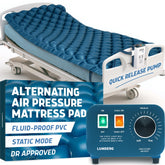 Lunderg front view of mattress pad showing full-length cells and fit, improves pressure relief