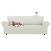 LURKA ivory front view showing fitted, renewed sofa appearance and protection