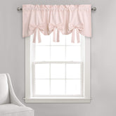 Lush Decor front view of valance showing bows and scalloped hem for charm