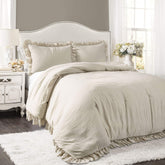 Lush Decor Reyna front view showing wheat comforter and ruffled edges for elegant decor