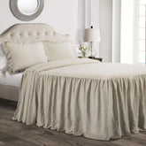 Lush Decor front view of ruffle skirt bedspread showing finished skirted look and charm