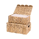 LUSYDECO front view of both rectangular wicker baskets, stylish storage