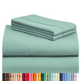 LuxClub front packaging showing queen sheet set, clear contents and brand benefit