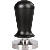 LuxHaus front view of tamper showing polished handle and flat base, improving consistency