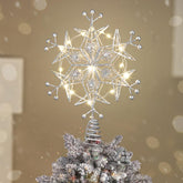Luxspire snowflake front view showing shape and sparkle, enhances tree crown
