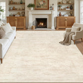 Luxturiy front view of beige 8x10 rug showing vintage look and warmth