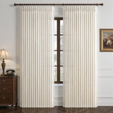 LuxuNap front view of two 50x96 curtains showing elegant pinch pleats and balanced privacy