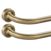 Lwiiom front view of two antique bronze disc curtain rods showcasing tidy finish